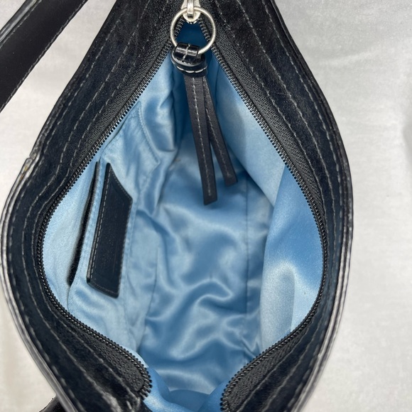 Coach Zoe Signature Top Handle Purse - Black Canvas/Leather, Blue Interior 🩵 - Picture 9 of 11
